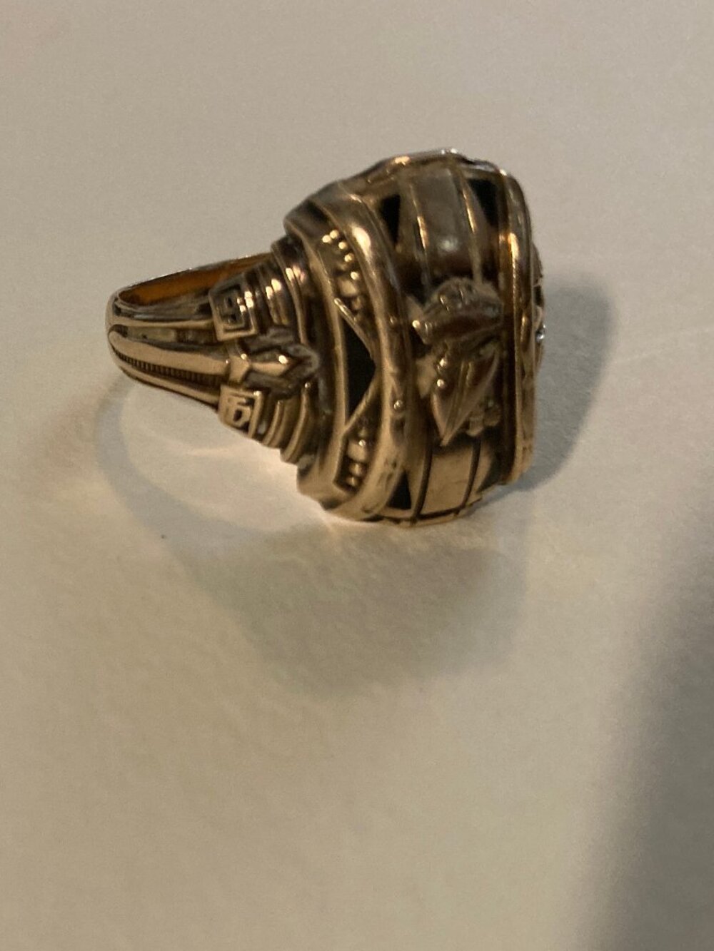 Vintage 10K Gold Modernist Brutalist Statement Ring Abstract Maker's Mark 9.5 7g - Picture 7 of 9